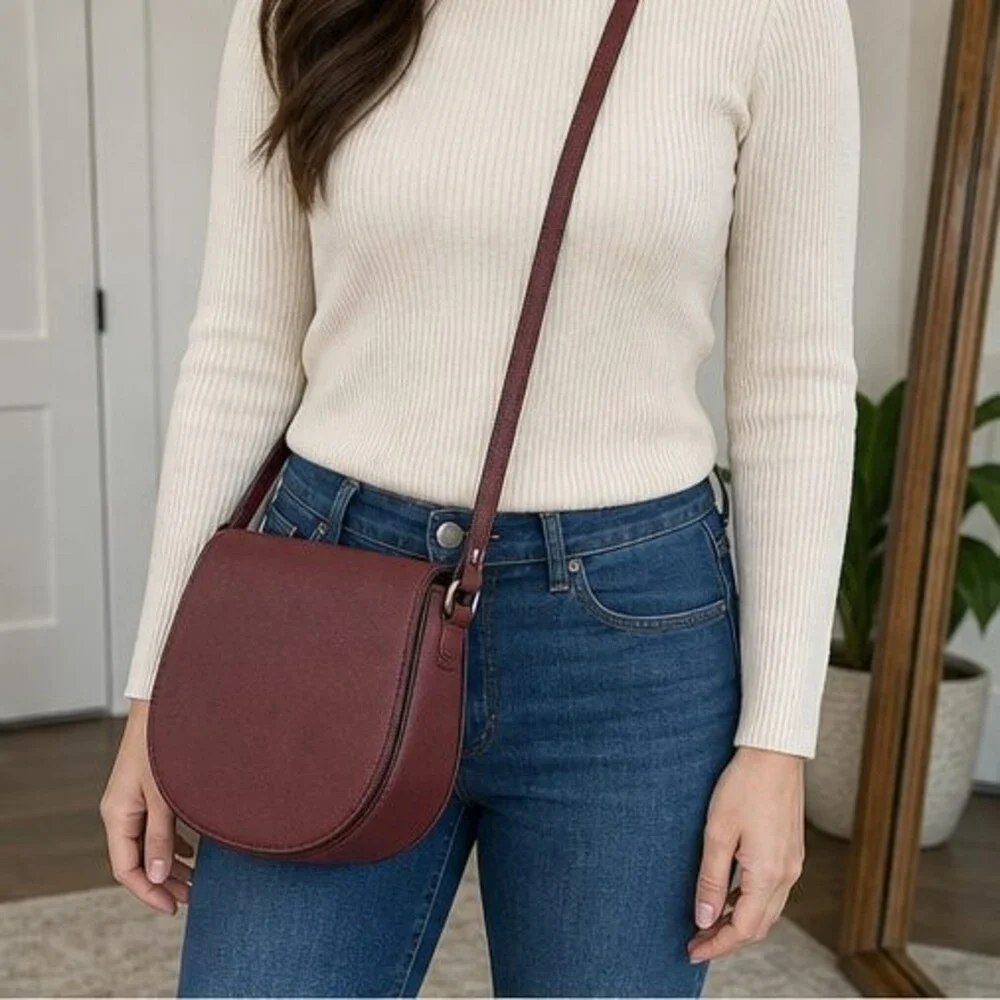 Merlot Saffiano Crossbody Bag